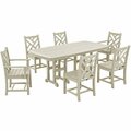 Polywood Chippendale 7-Piece Sand Dining Set with Nautical Table 633PWS1211SA